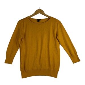 Ann‎ Taylor Factory Swiss Dot Goldenrod Crew Neck Sweater Size Small